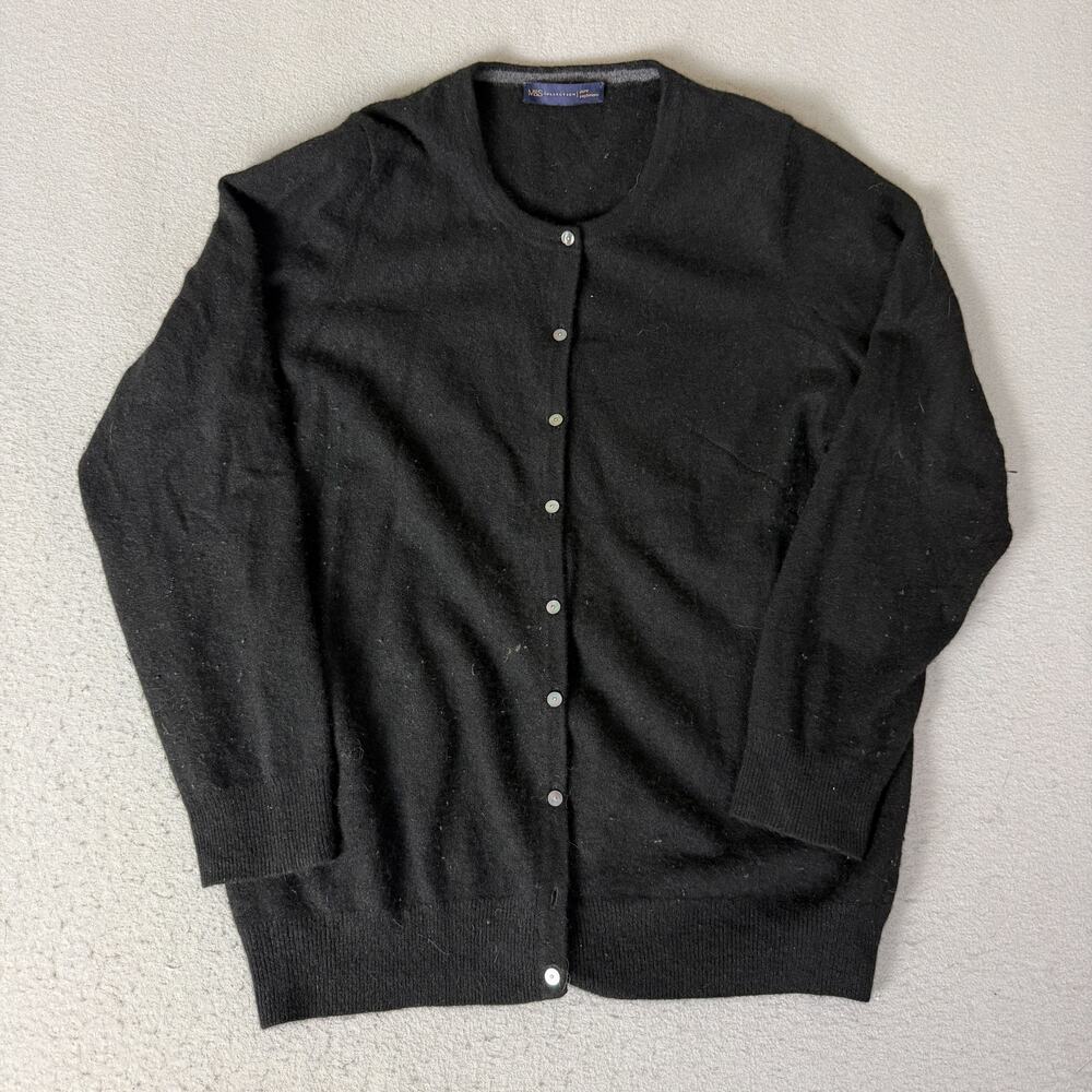 M&S Collection Women’s Black Pure Cashmere Button Front Cardigan Sweater